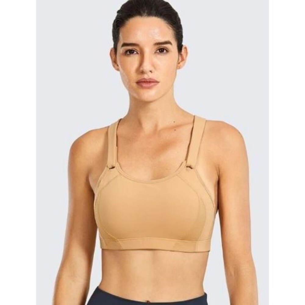Syrokan A281 Beige Front Adjustable High Impact Running Sports Bra Sz 36DD